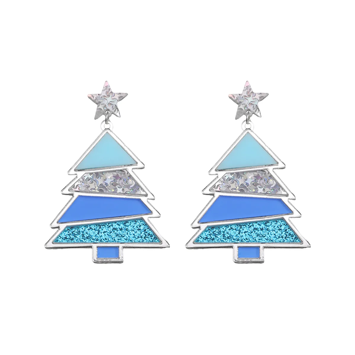 1 Pair Simple Style Classic Style Christmas Tree Polishing Epoxy Plating Arylic Plastic Silver Plated Drop Earrings display picture 3