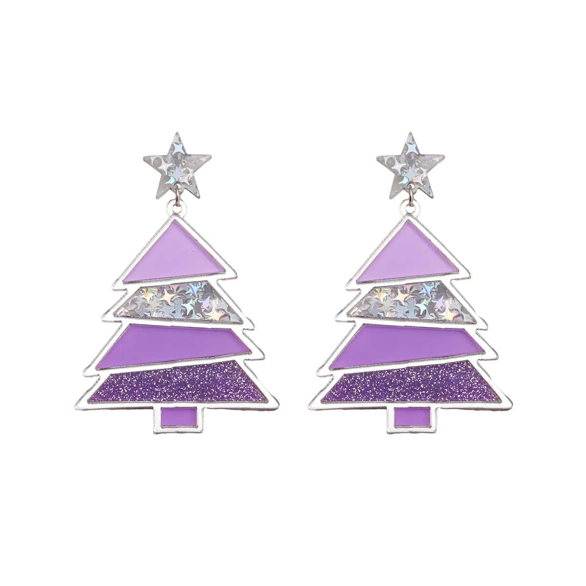 1 Pair Simple Style Classic Style Christmas Tree Polishing Epoxy Plating Arylic Plastic Silver Plated Drop Earrings display picture 5
