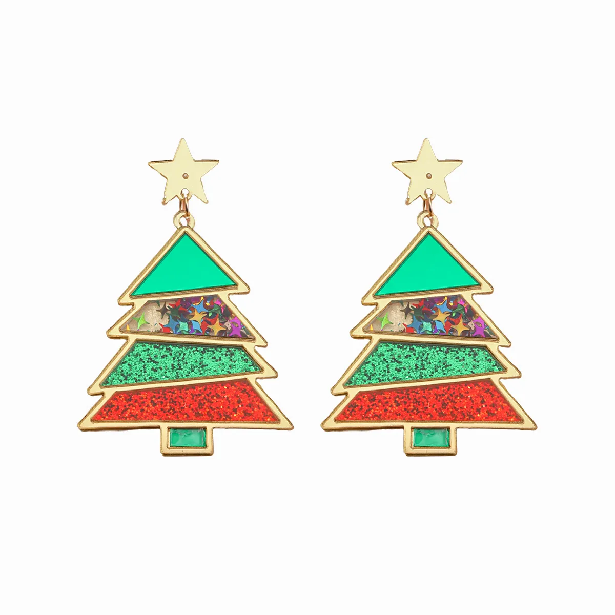 1 Pair Simple Style Classic Style Christmas Tree Polishing Epoxy Plating Arylic Plastic Silver Plated Drop Earrings display picture 2