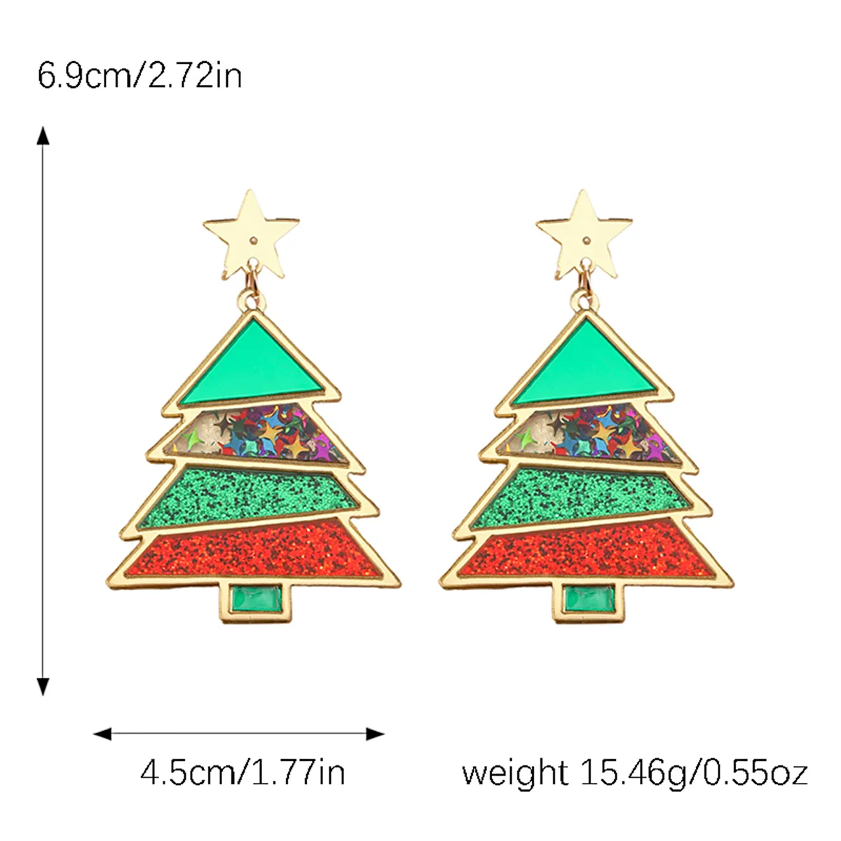 1 Pair Simple Style Classic Style Christmas Tree Polishing Epoxy Plating Arylic Plastic Silver Plated Drop Earrings display picture 14