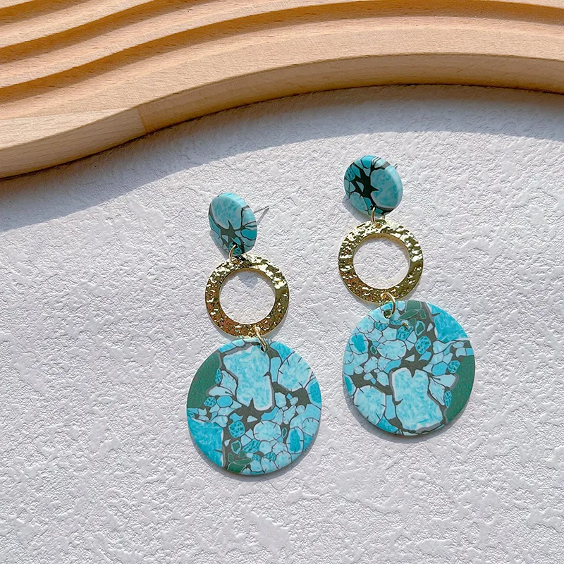 1 Pair Pastoral Classic Style Round Dots Ditsy Floral Plating Alloy Soft Clay 14k Gold Plated Drop Earrings display picture 6