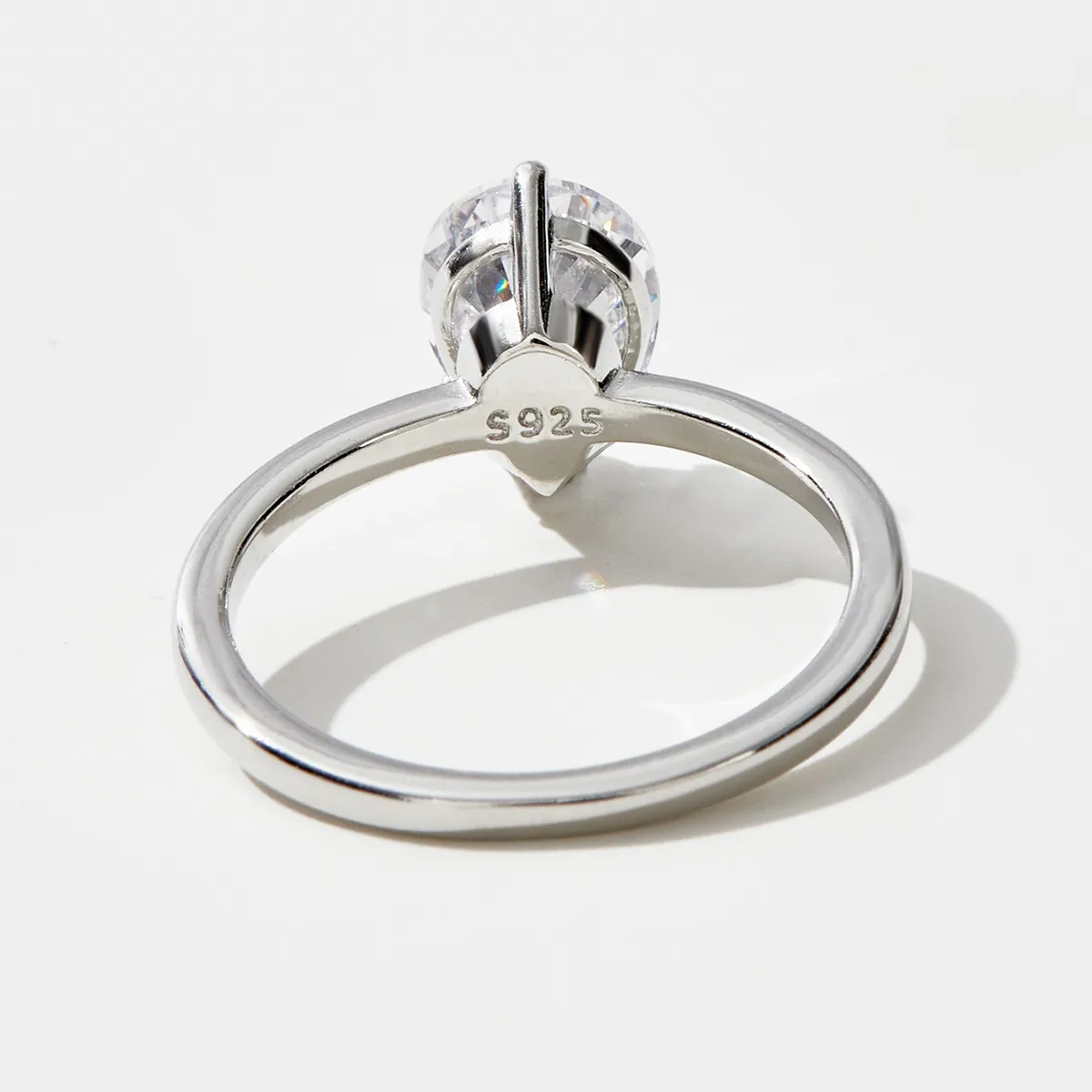 925 Sterling Silver Zircon Square Heart Shape Rings display picture 1