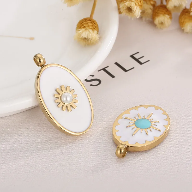 1 Piece Stainless Steel Artificial Pearls Shell 18K Gold Plated Oval display picture 4
