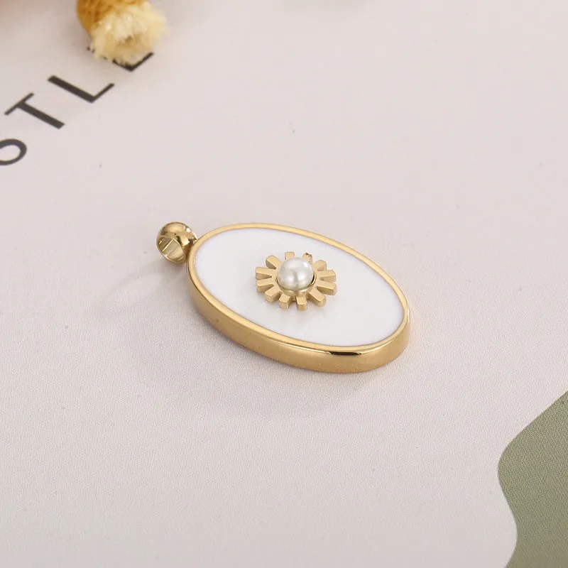 1 Piece Stainless Steel Artificial Pearls Shell 18K Gold Plated Oval display picture 6