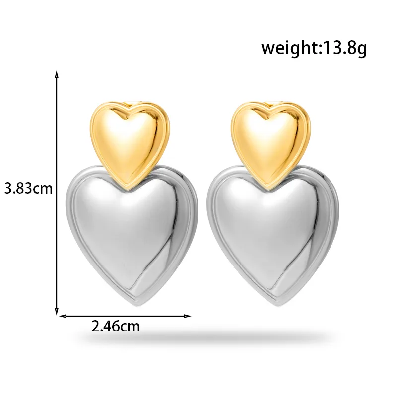 1 Pair IG Style Simple Style C Shape Geometric Heart Shape Plating 304 Stainless Steel Earrings display picture 7