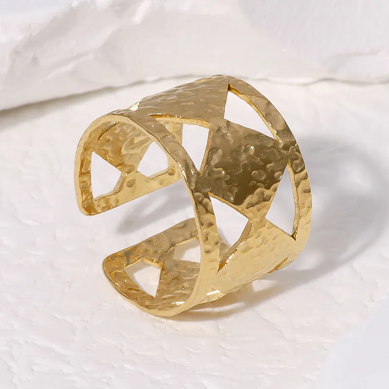 304 Stainless Steel 18K Gold Plated Lady Plating Round Open Rings display picture 4