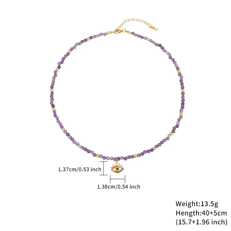 Wholesale Jewelry Casual Simple Style Eye Stainless Steel Titanium Steel Zircon Gold Plated Plating Bracelets Necklace display picture 2