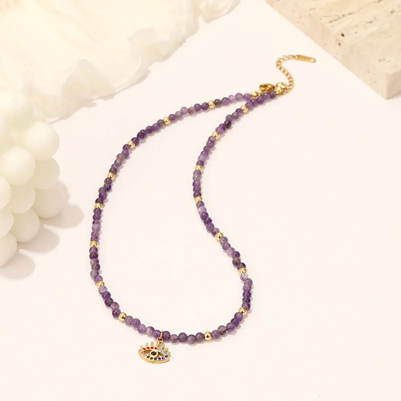 Wholesale Jewelry Casual Simple Style Eye Stainless Steel Titanium Steel Zircon Gold Plated Plating Bracelets Necklace display picture 5