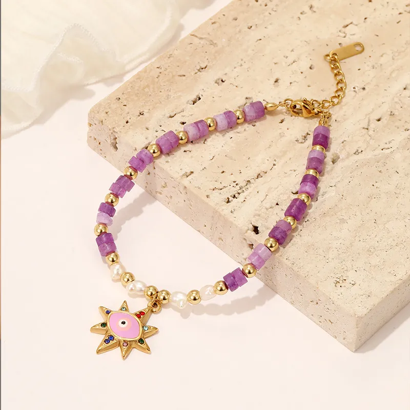 Wholesale Jewelry Casual Simple Style Eye Stainless Steel Titanium Steel Zircon Gold Plated Plating Bracelets Necklace display picture 7