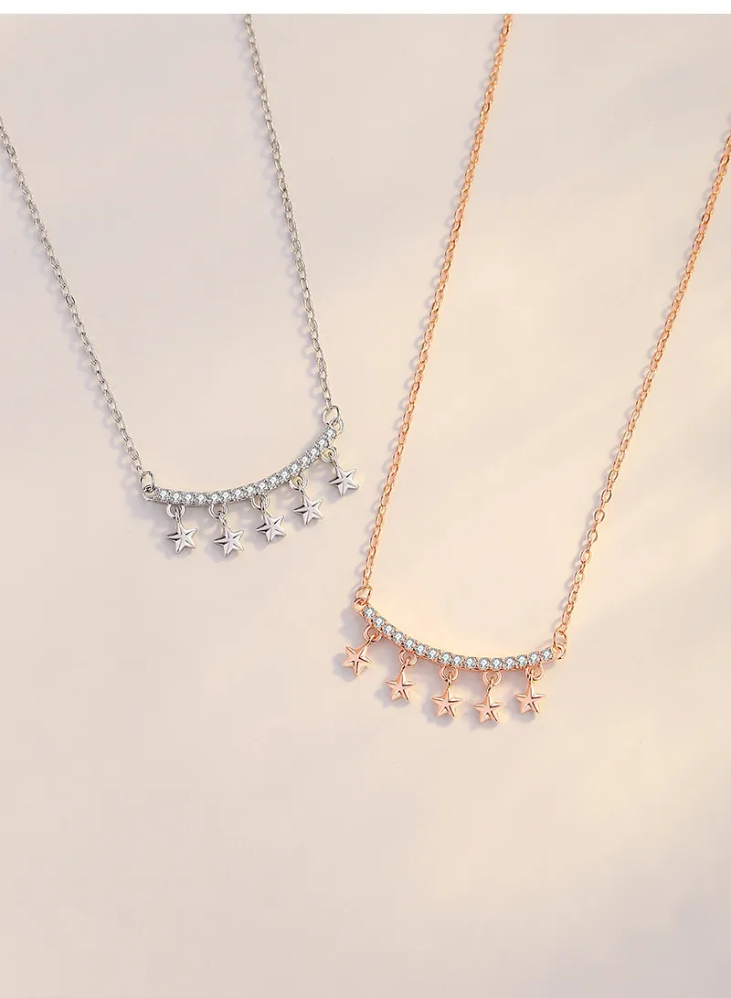 925 Sterling Silver Zircon Cable Chain Polishing Plating Inlay Star Necklace display picture 3