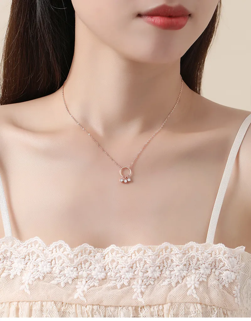 Simple Style Circle Sterling Silver Polishing Plating Inlay Zircon Pendant Necklace display picture 1
