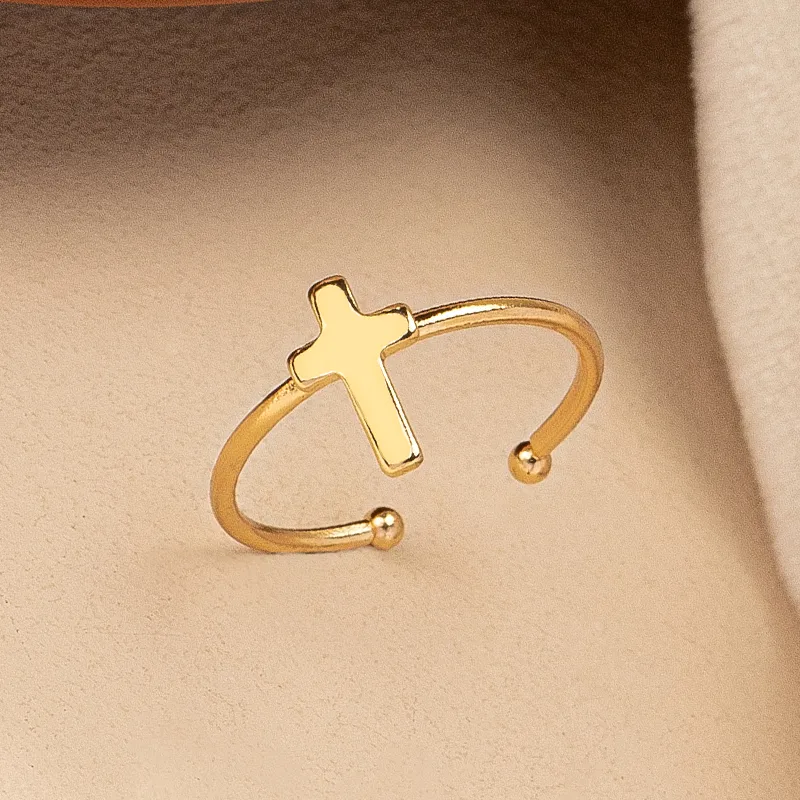 Retro Simple Style Cross Lightning Alloy Plating Gold Plated Women's Rings display picture 5