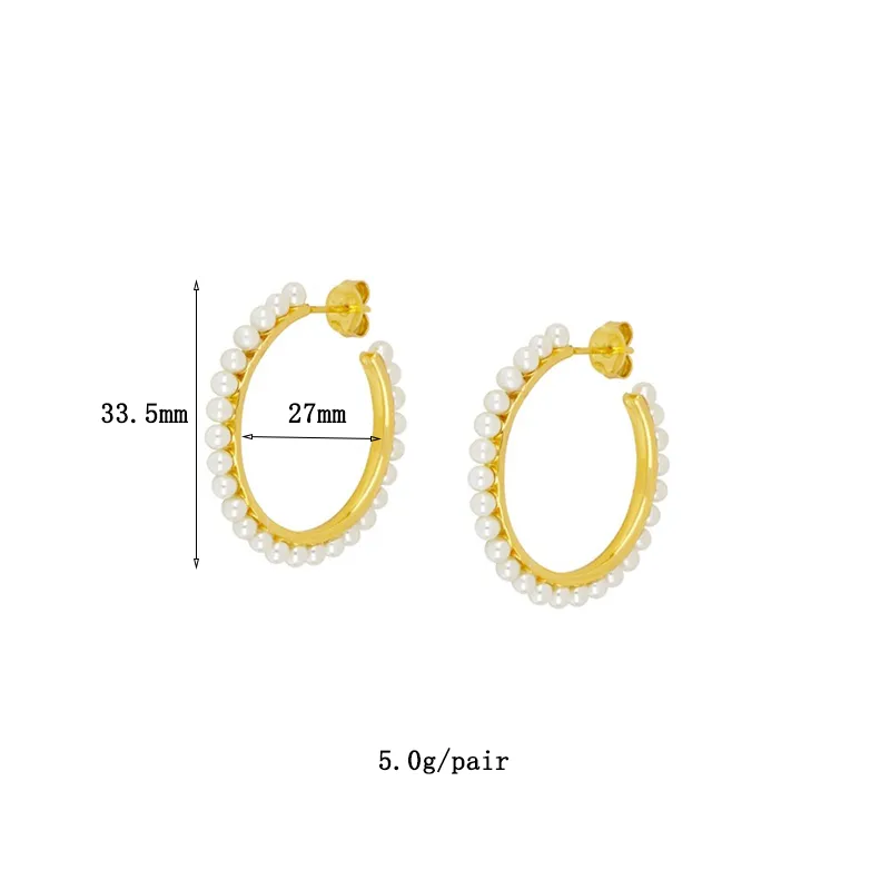 1 Pair Ig Style French Style Modern Style Round Plating Inlay Copper Pearl Zircon 18k Gold Plated Ear Cuffs Earrings Ear Studs display picture 7