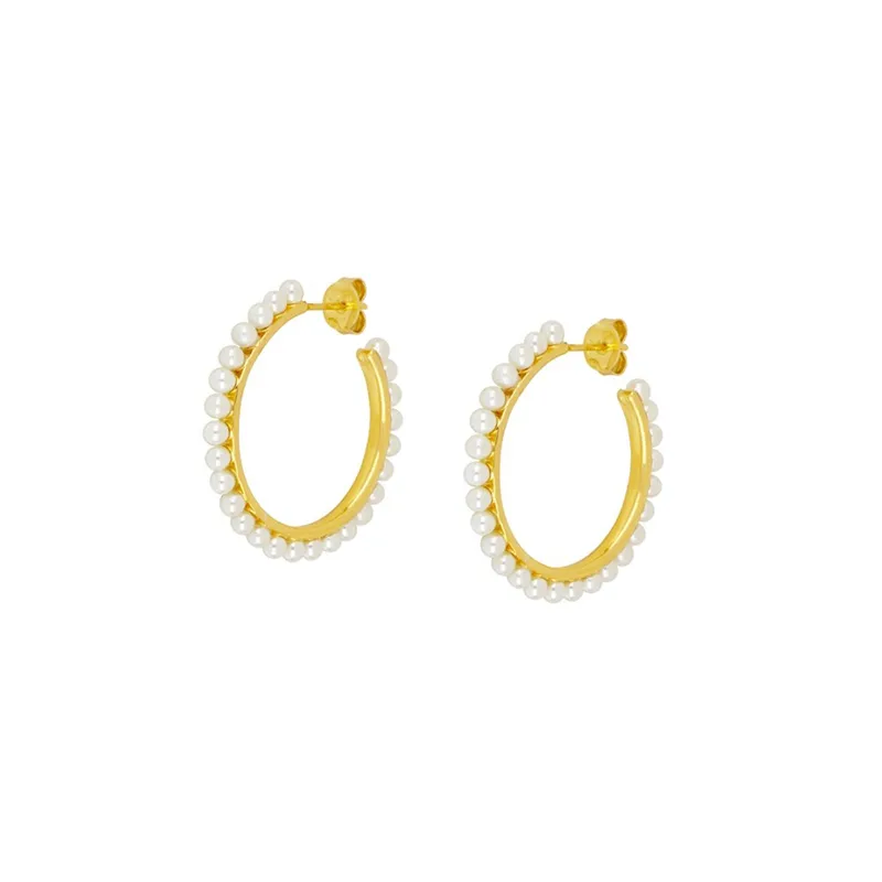 1 Pair Ig Style French Style Modern Style Round Plating Inlay Copper Pearl Zircon 18k Gold Plated Ear Cuffs Earrings Ear Studs display picture 19
