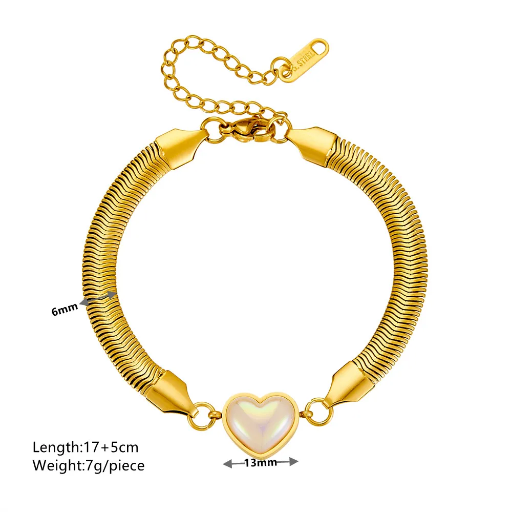 Simple Style Heart Shape Titanium Steel 18K Gold Plated Artificial Pearls Bracelets In Bulk display picture 1