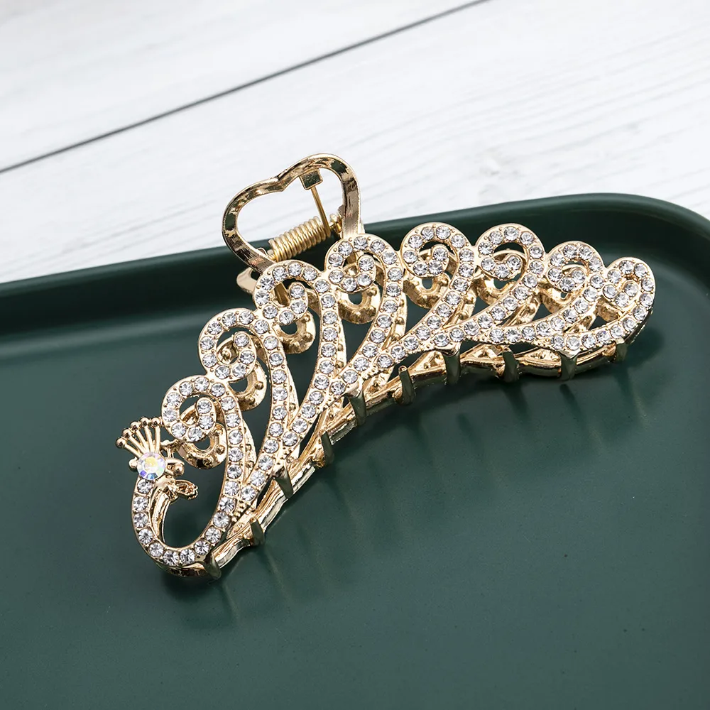 Women's Simple Style Heart Shape Metal Plating Inlay Artificial Pearls Rhinestones Hair Claws display picture 2