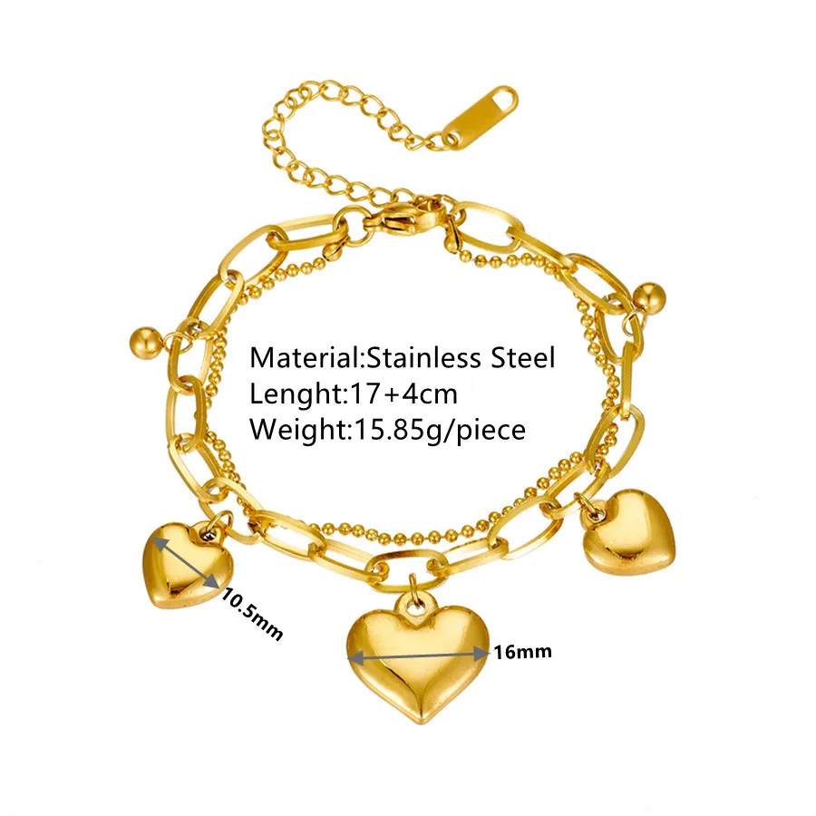 IG Style Heart Shape Titanium Steel 18K Gold Plated Titanium Steel Bracelets In Bulk display picture 6