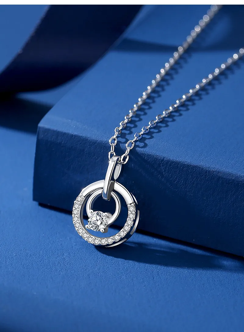 Simple Style Shiny Circle Sterling Silver Inlay Zircon Pendant Necklace display picture 2