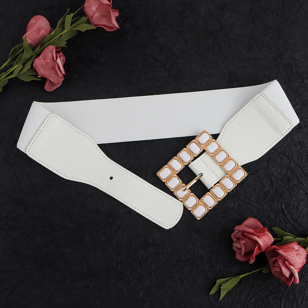 Elegant Square Pu Leather Inlay Artificial Rhinestones Women's Leather Belts display picture 2