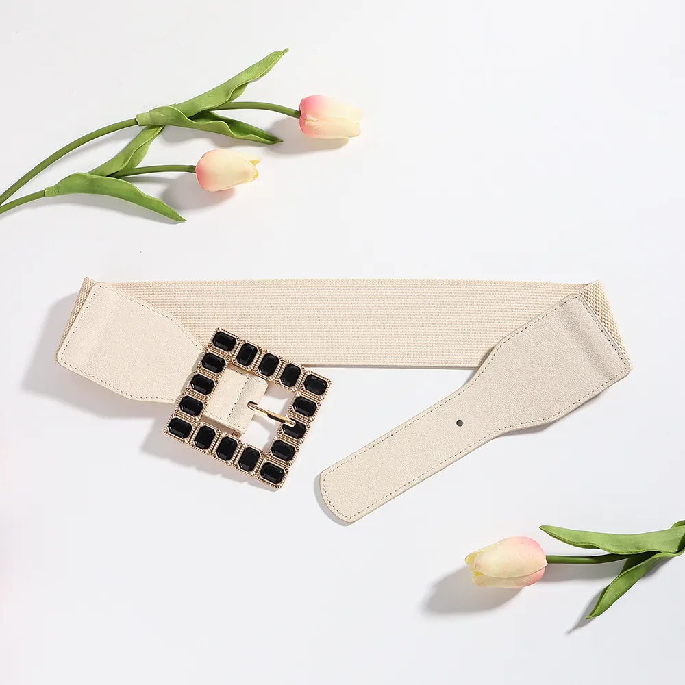 Elegant Square Pu Leather Inlay Artificial Rhinestones Women's Leather Belts display picture 12