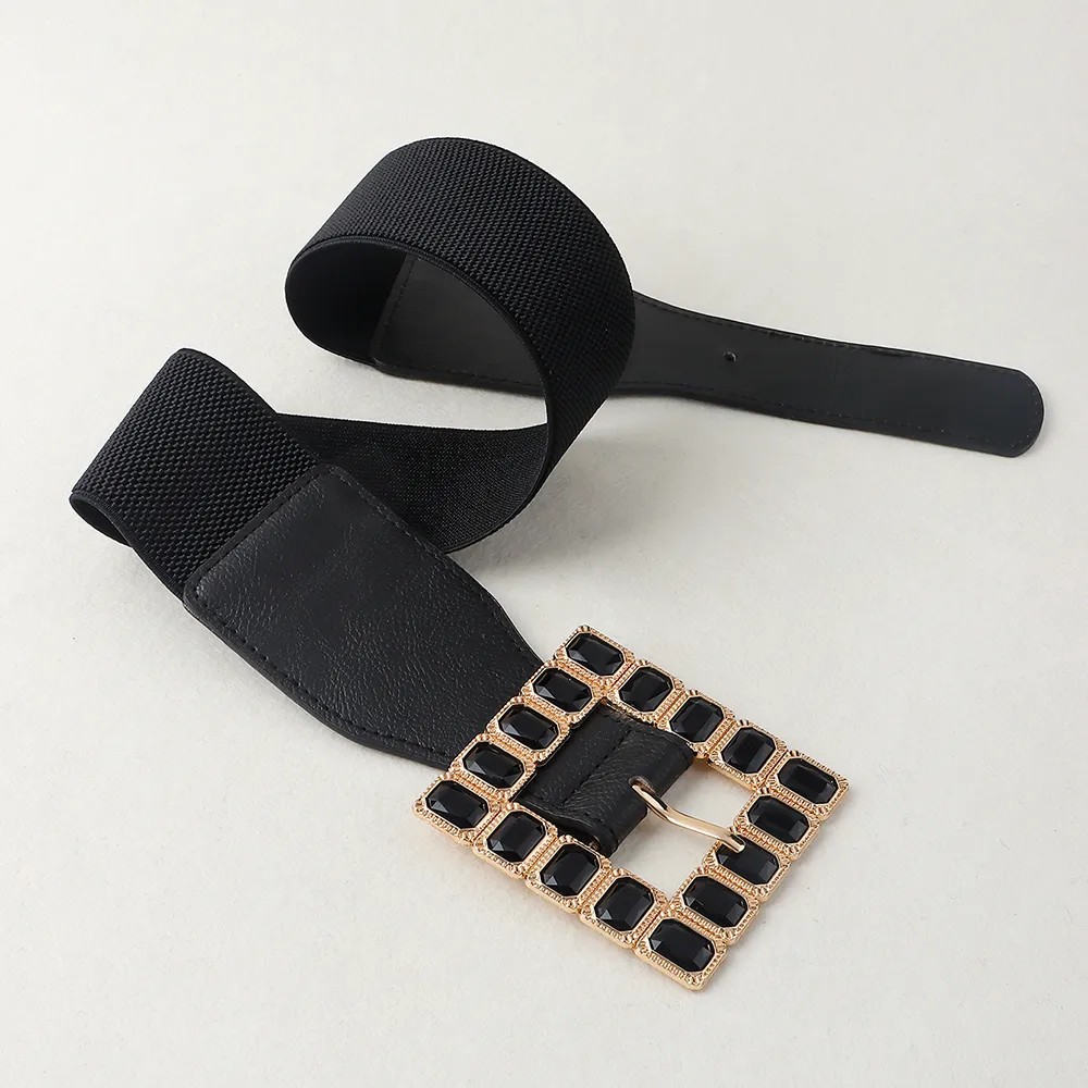 Elegant Square Pu Leather Inlay Artificial Rhinestones Women's Leather Belts display picture 8