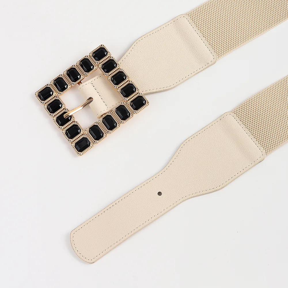 Elegant Square Pu Leather Inlay Artificial Rhinestones Women's Leather Belts display picture 13
