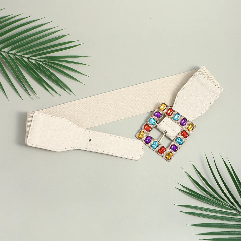 Elegant Square Pu Leather Inlay Artificial Rhinestones Women's Leather Belts display picture 16
