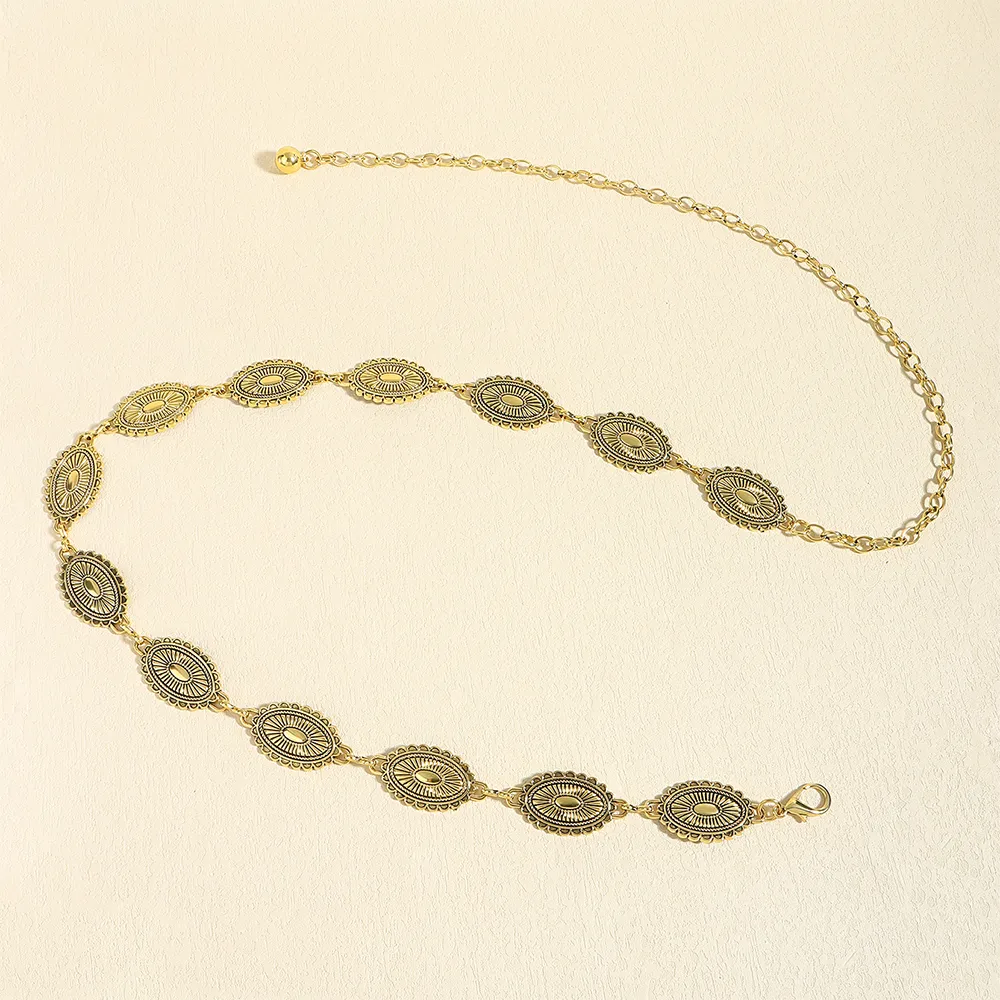 Retro Geometric Alloy Plating Women's Chain Belts display picture 2