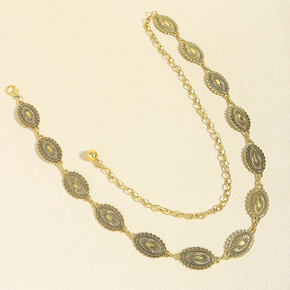 Retro Geometric Alloy Plating Women's Chain Belts display picture 4