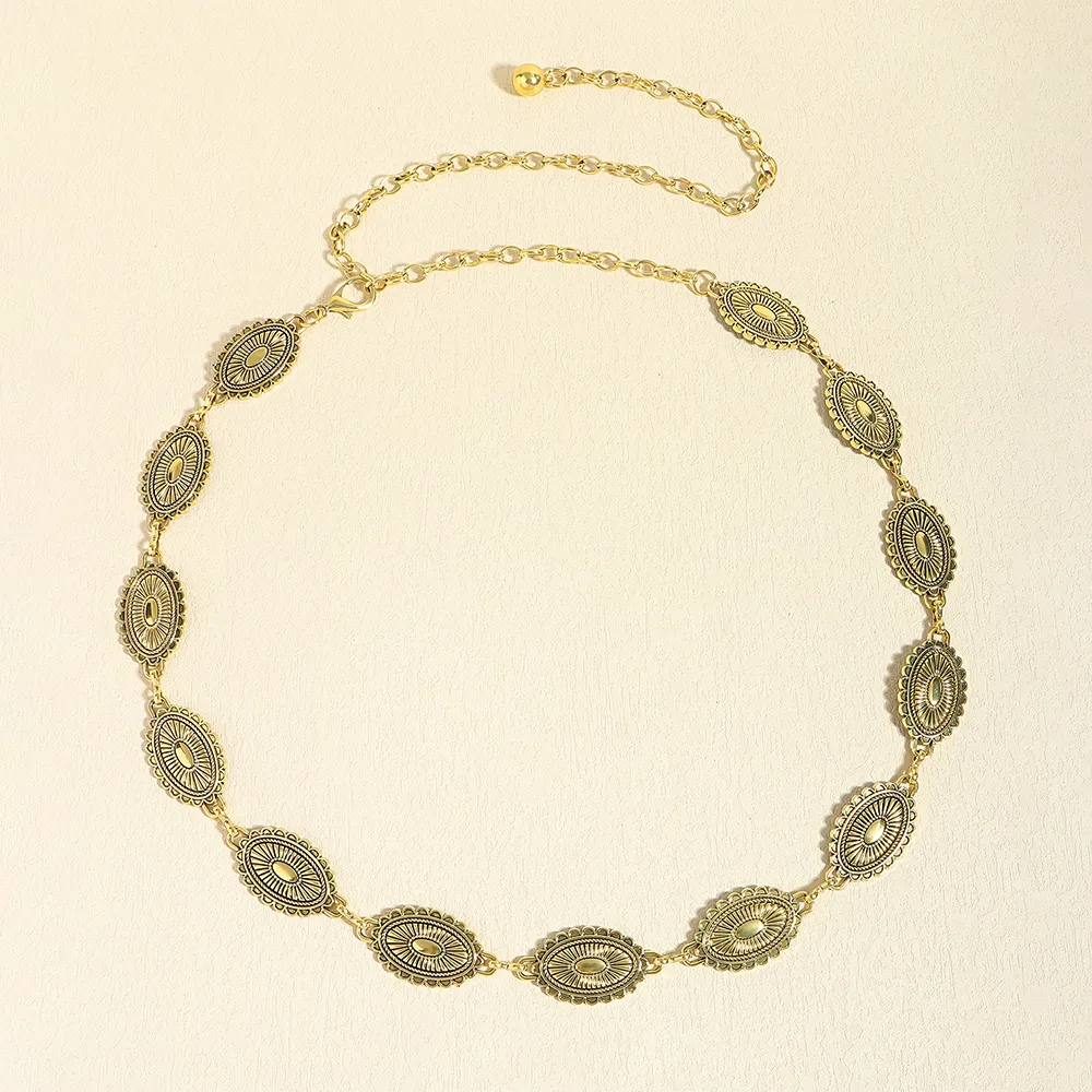 Retro Geometric Alloy Plating Women's Chain Belts display picture 3