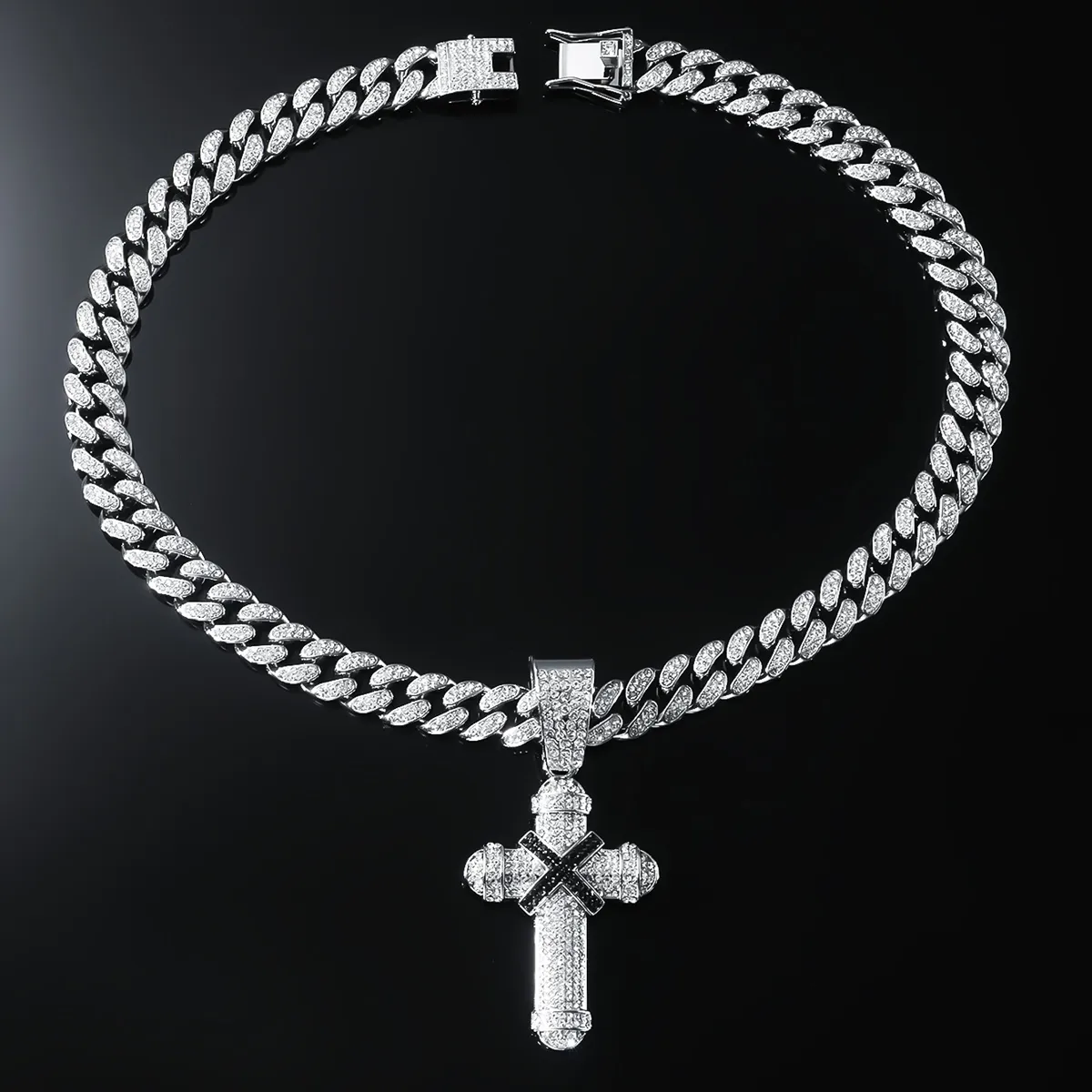 Hip-hop Punk Cross Zinc Alloy Inlay Rhinestones Unisex Pendant Necklace Necklace Pendant display picture 4