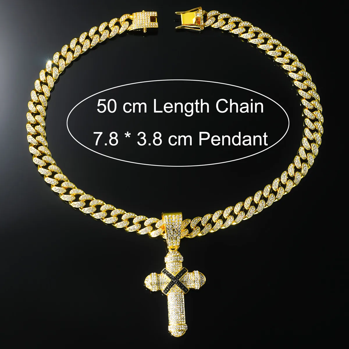 Hip-hop Punk Cross Zinc Alloy Inlay Rhinestones Unisex Pendant Necklace Necklace Pendant display picture 2