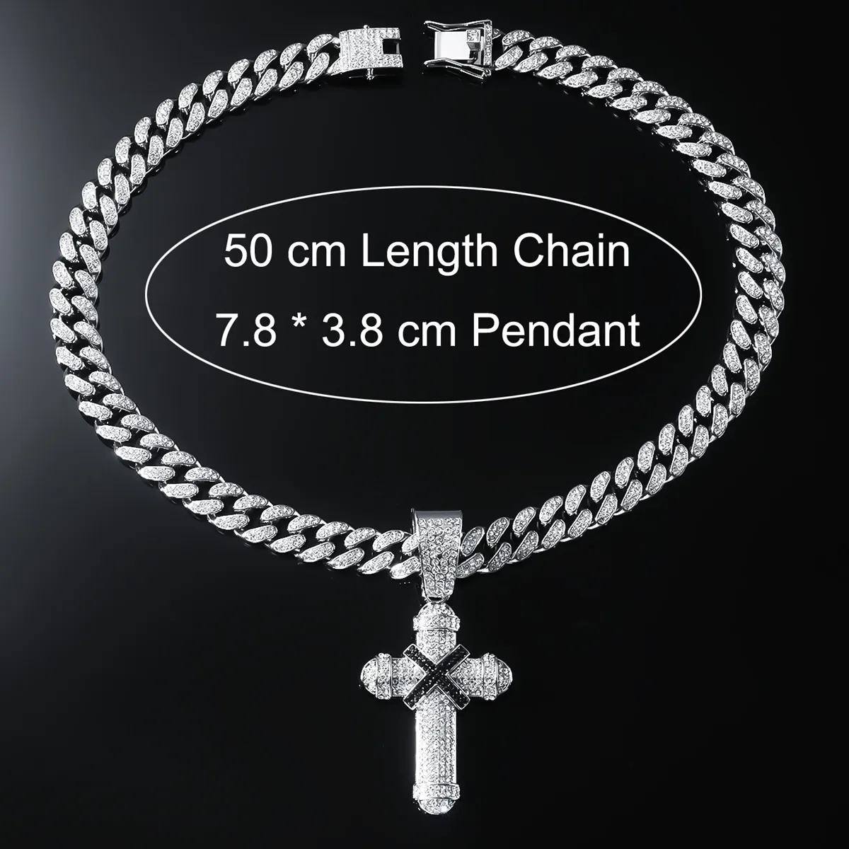 Hip-hop Punk Cross Zinc Alloy Inlay Rhinestones Unisex Pendant Necklace Necklace Pendant display picture 10