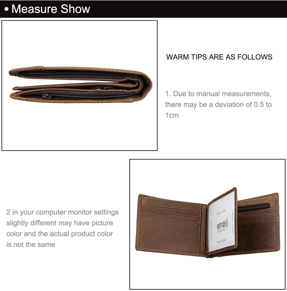 Leather Men's Wallet Rfid Crazy Horse Cowhide Short Wallet Anti-degaussing Retro Casual Coin Purse display picture 5