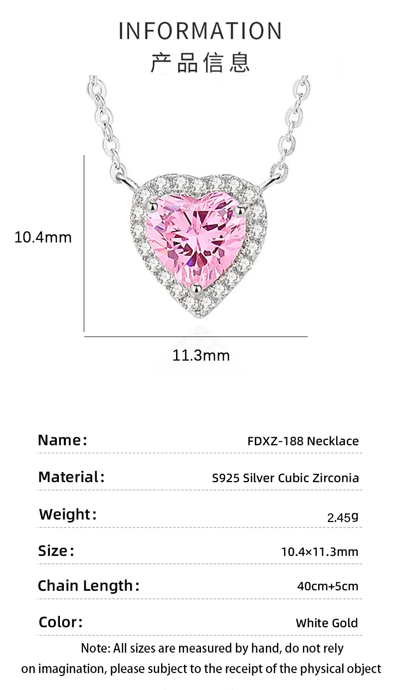 Lady Heart Shape Sterling Silver Inlay Zircon Pendant Necklace display picture 2
