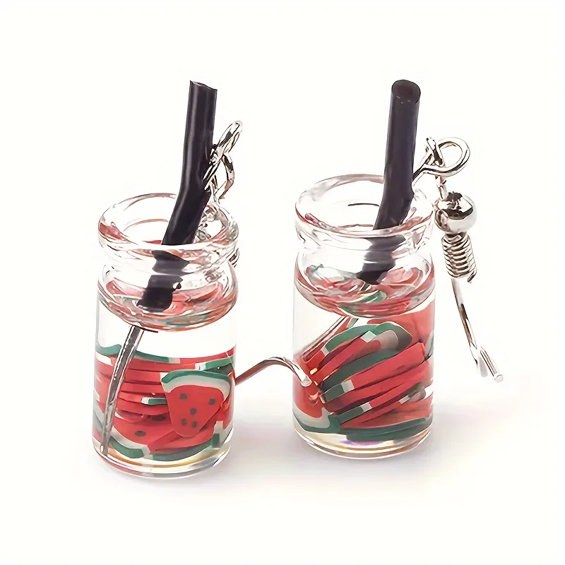 1 Pair Cute Drink Resin Drop Earrings display picture 5