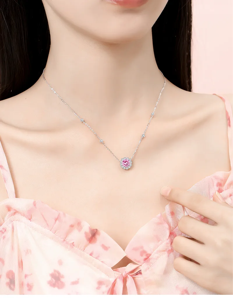 925 Sterling Silver Zircon Cable Chain Plating Inlay Sun Flower Pendant Necklace display picture 1