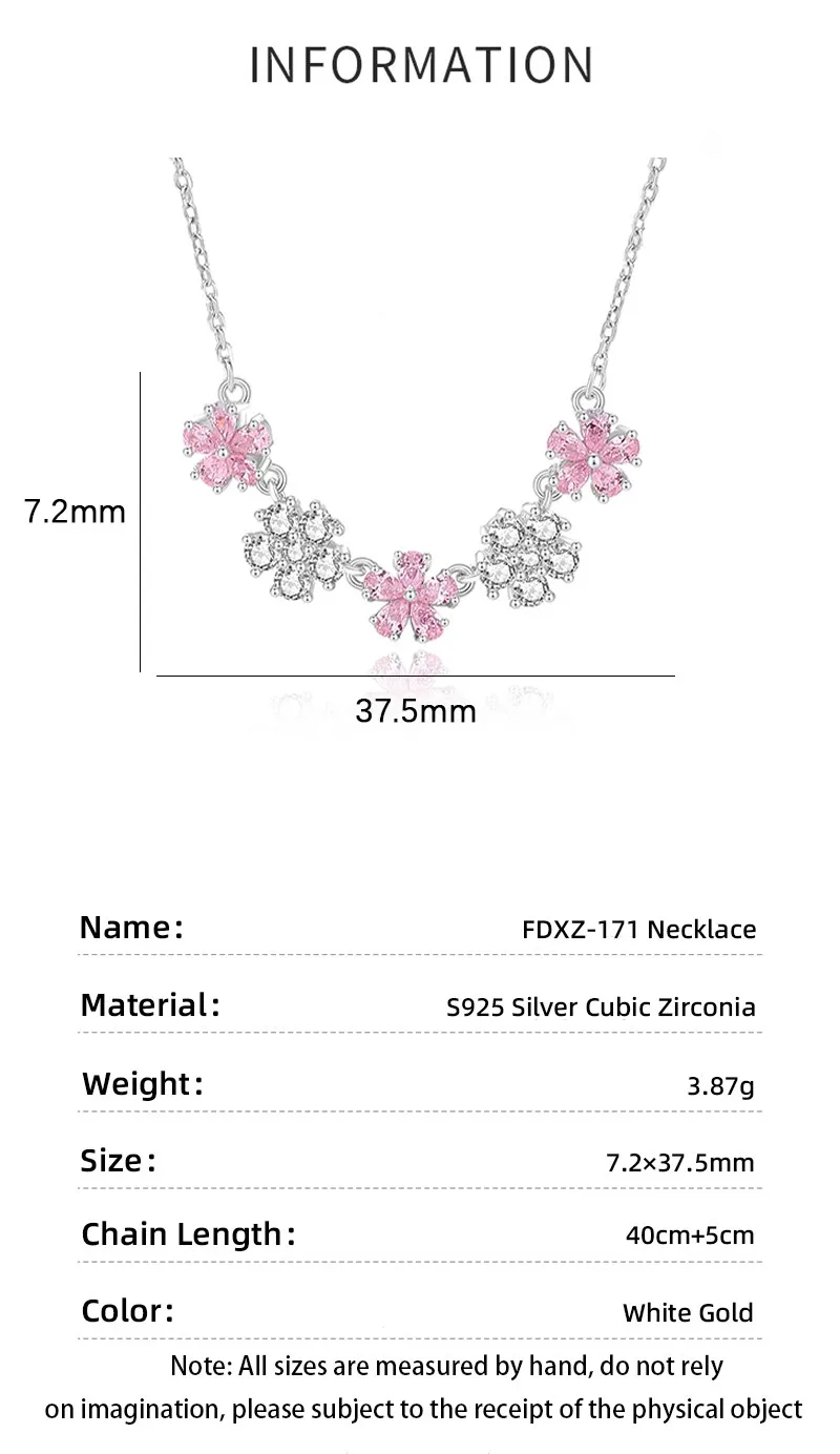 925 Sterling Silver Zircon Cable Chain Polishing Inlay Flower Necklace display picture 4