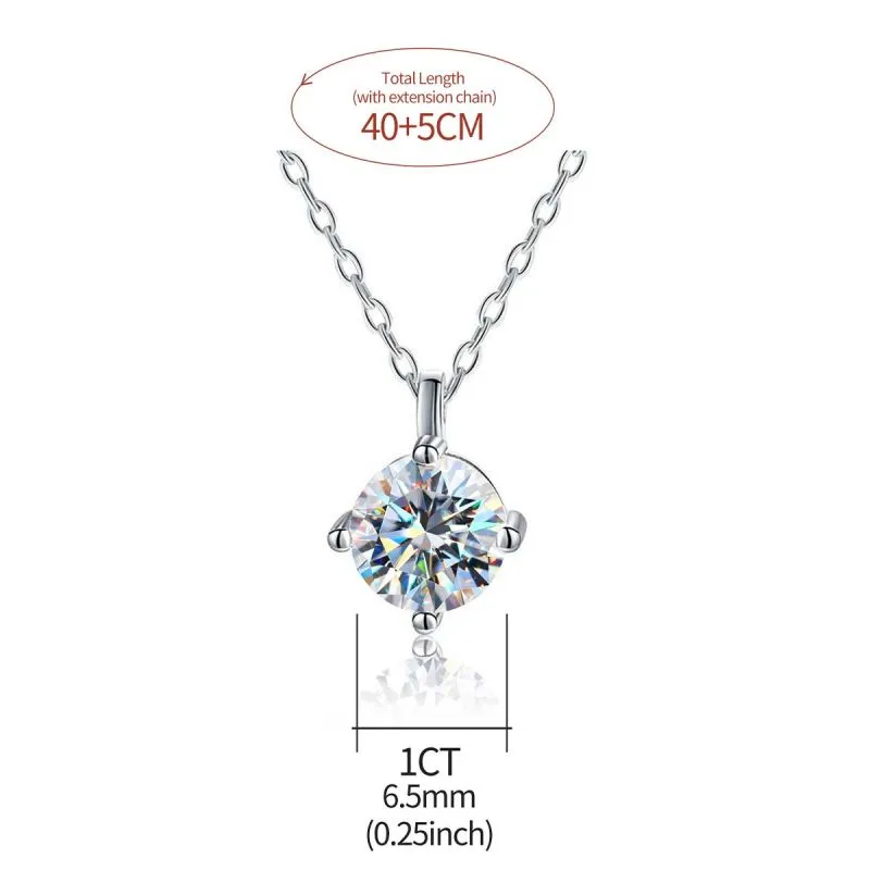 Casual Solid Color Sterling Silver Plating Inlay Moissanite Rose Gold Plated White Gold Plated Gold Plated Pendant Necklace display picture 2