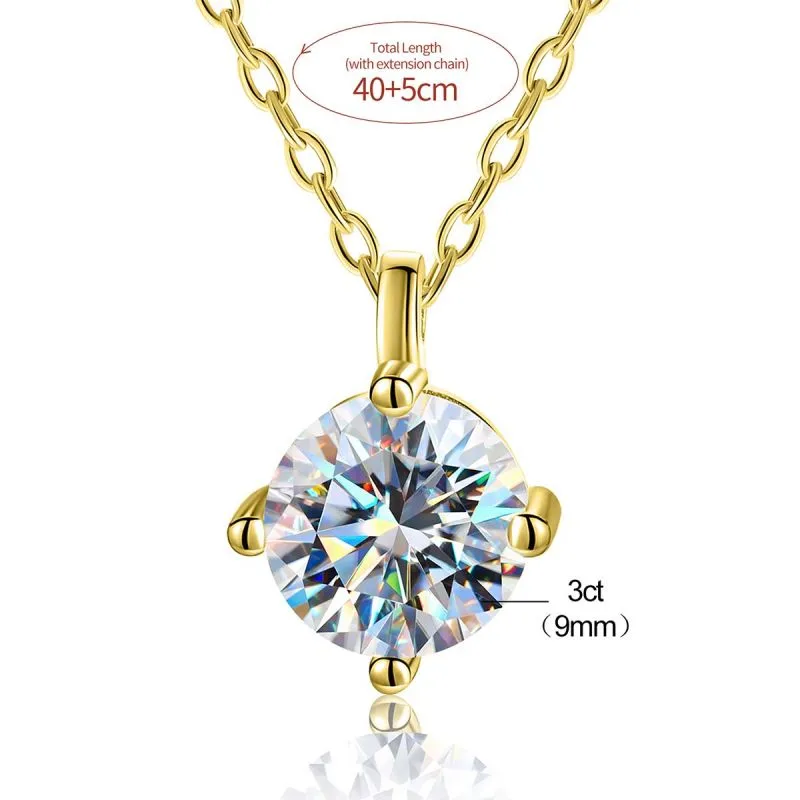 Casual Solid Color Sterling Silver Plating Inlay Moissanite Rose Gold Plated White Gold Plated Gold Plated Pendant Necklace display picture 4