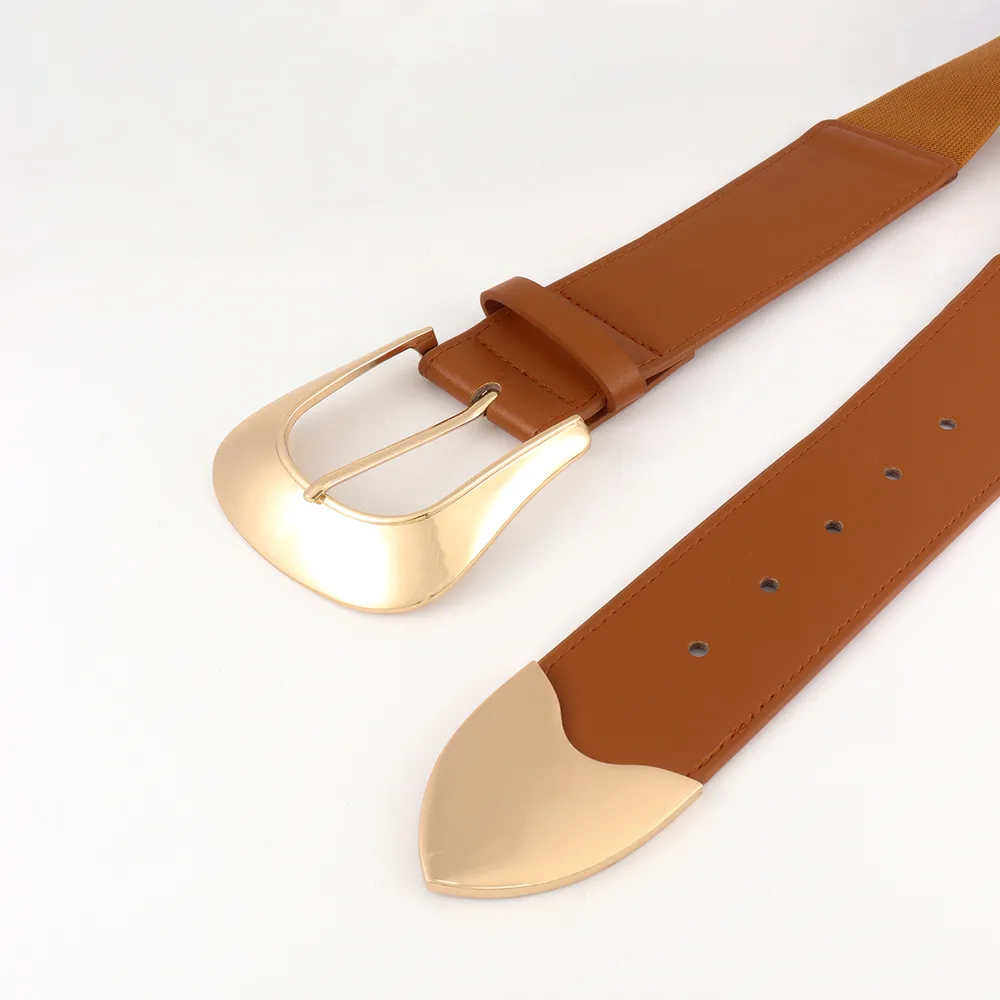 Elegant Formal Commute Color Block Pu Leather Buckle Artificial Leather Women's Leather Belts display picture 2