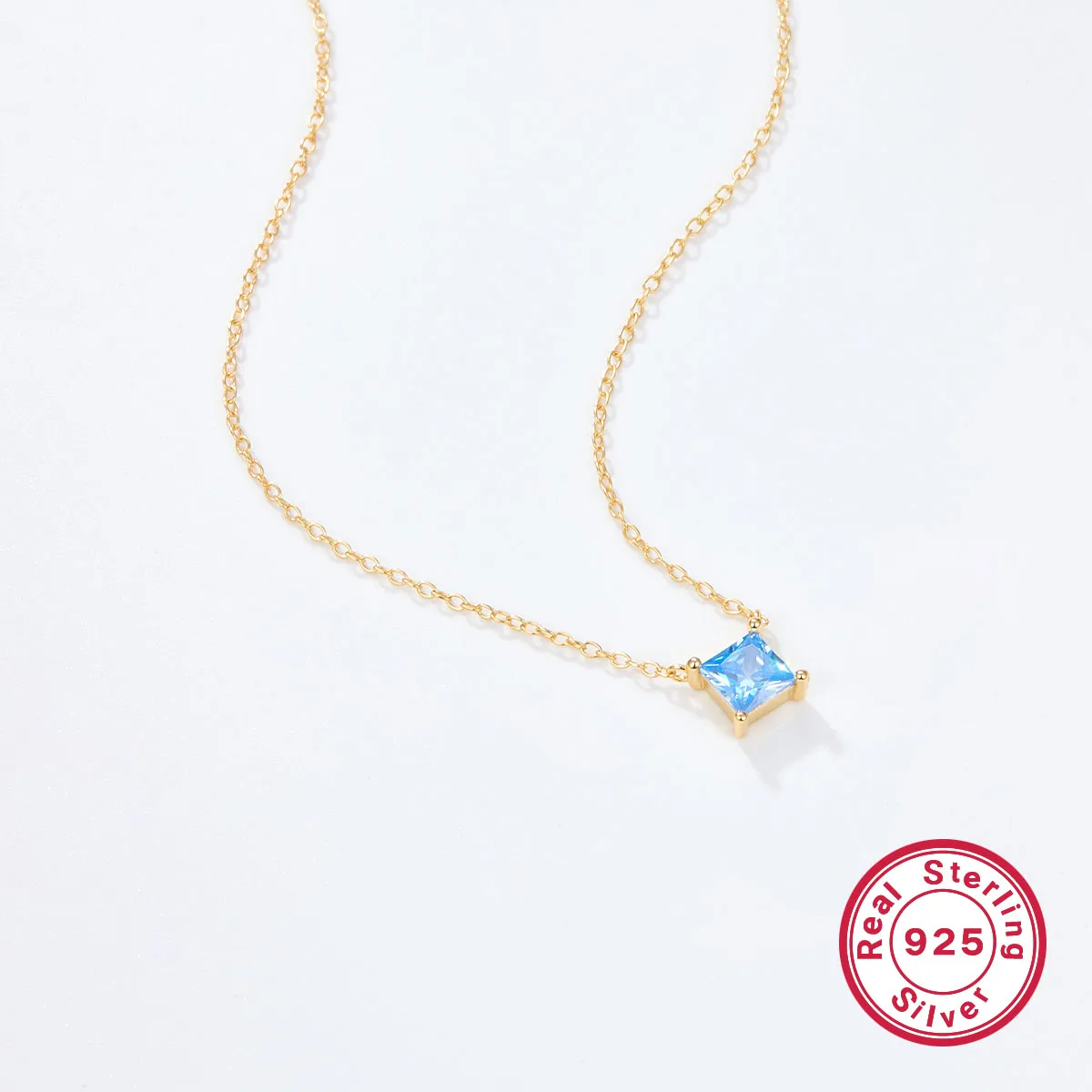 Elegant Luxurious Square Sterling Silver Plating Inlay Zircon 18k Gold Plated Pendant Necklace display picture 3