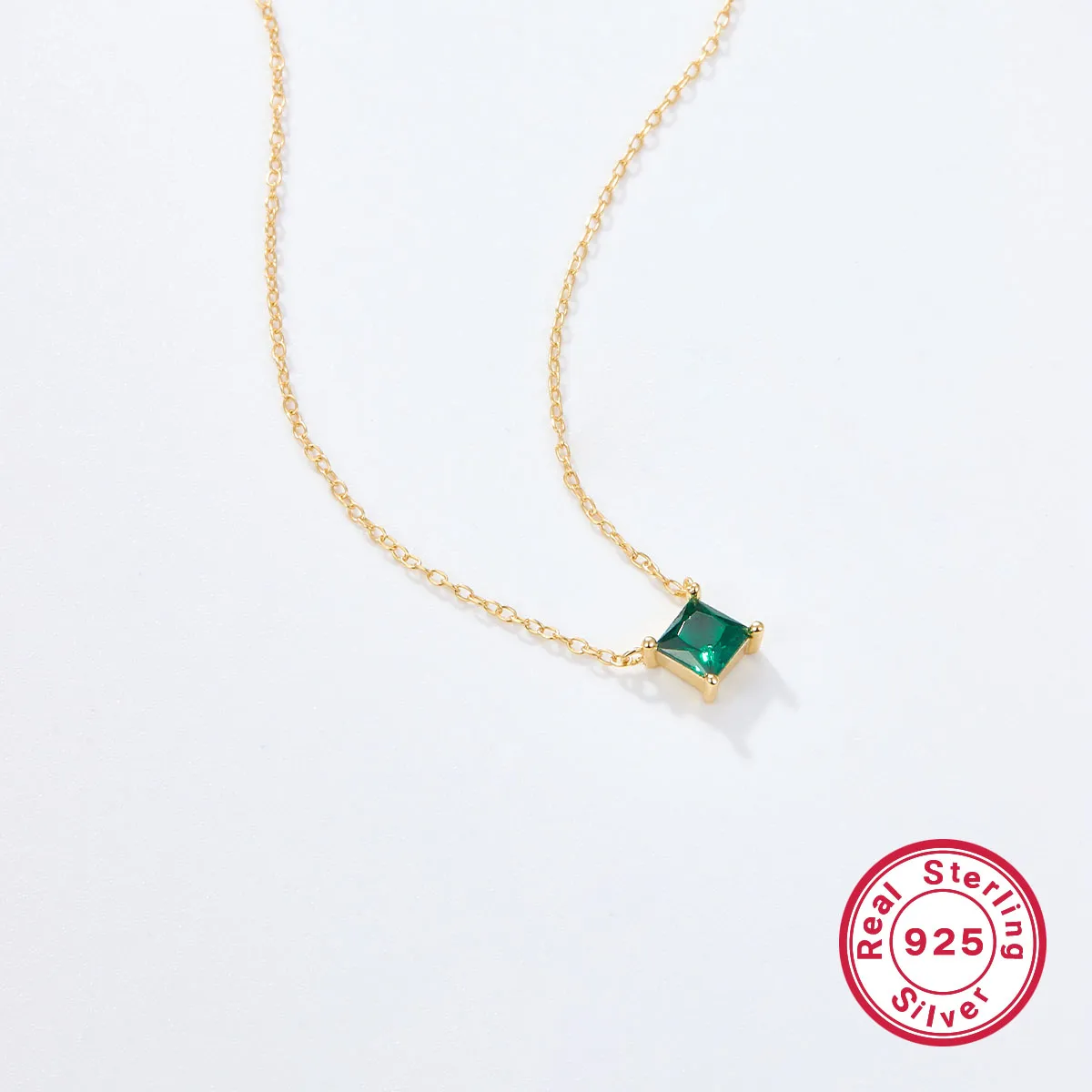 Elegant Luxurious Square Sterling Silver Plating Inlay Zircon 18k Gold Plated Pendant Necklace display picture 4