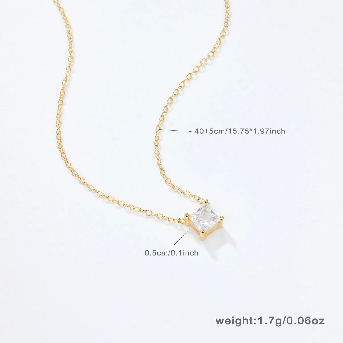 Elegant Luxurious Square Sterling Silver Plating Inlay Zircon 18k Gold Plated Pendant Necklace display picture 1