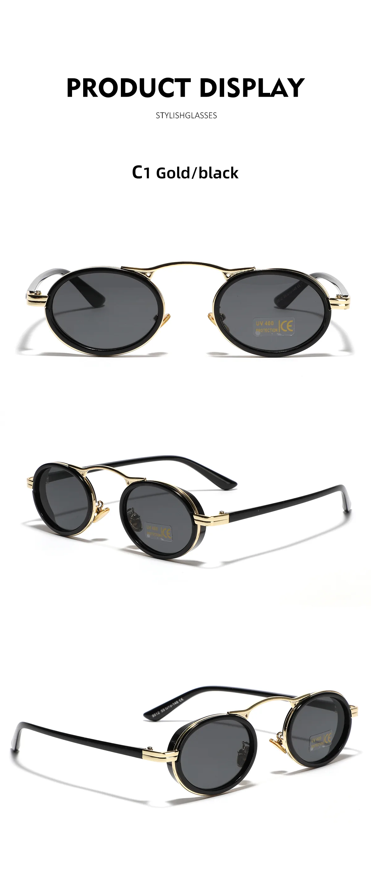 Hip-hop Streetwear Solid Color Ac Oval Frame Full Frame Women's Sunglasses display picture 5