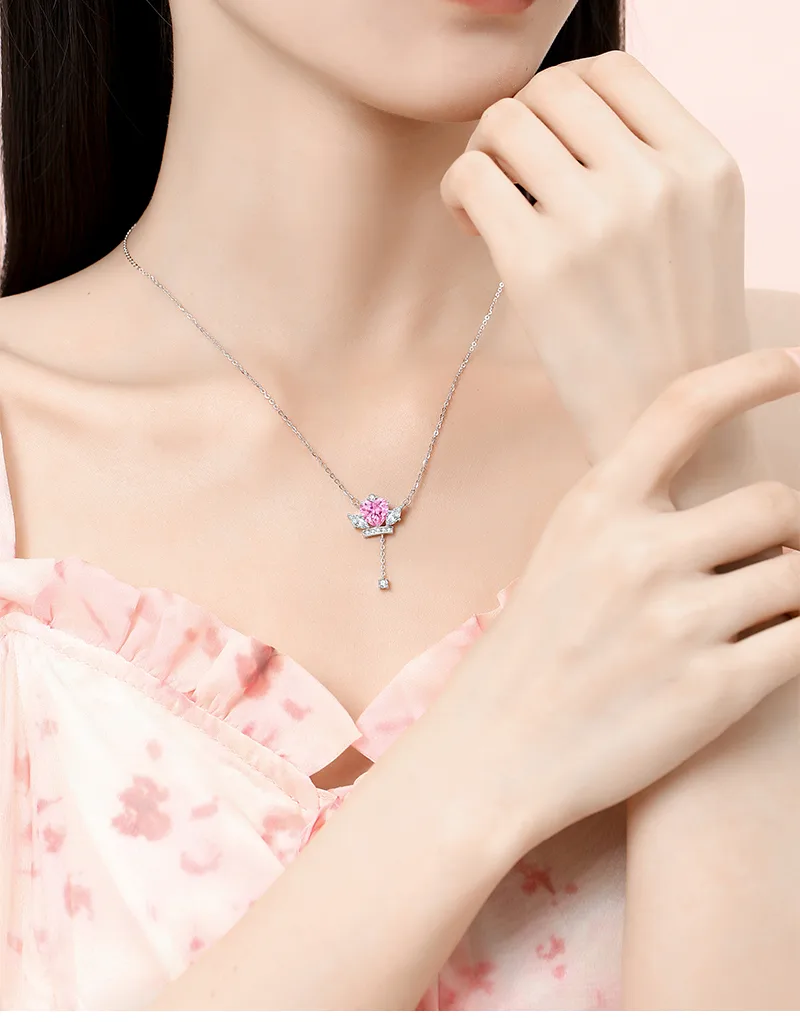 925 Sterling Silver Zircon Inlay Color Block Pendant Necklace display picture 1