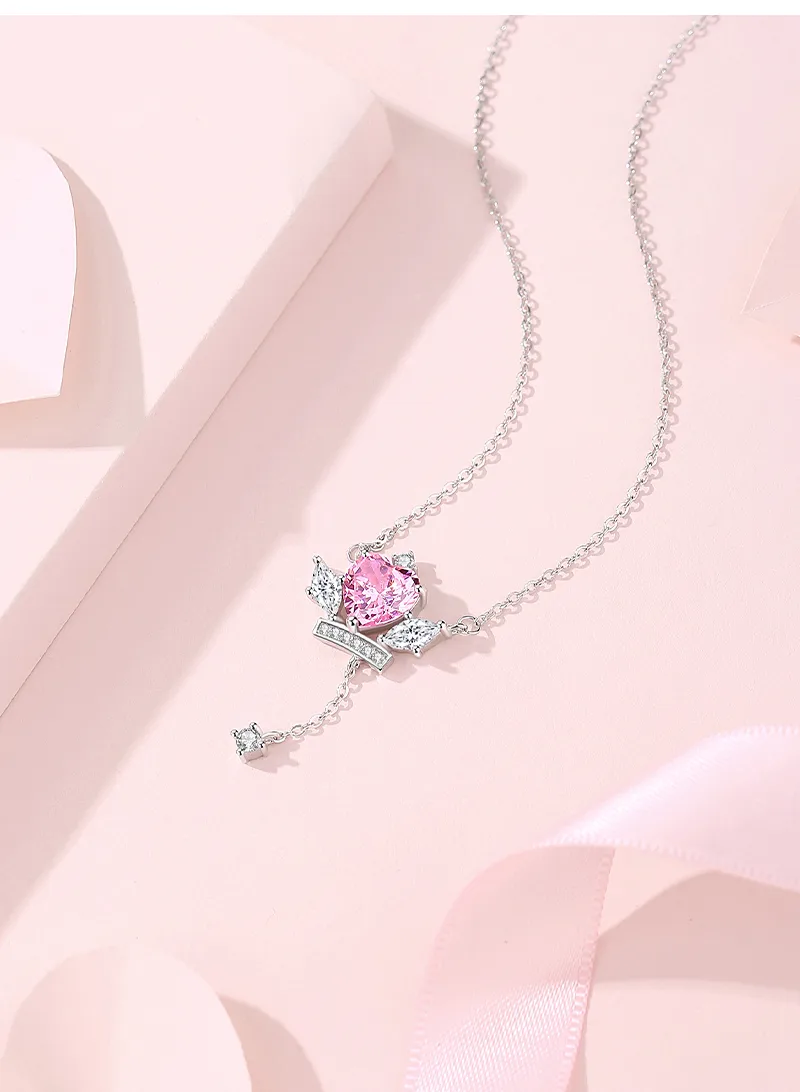 925 Sterling Silver Zircon Inlay Color Block Pendant Necklace display picture 3