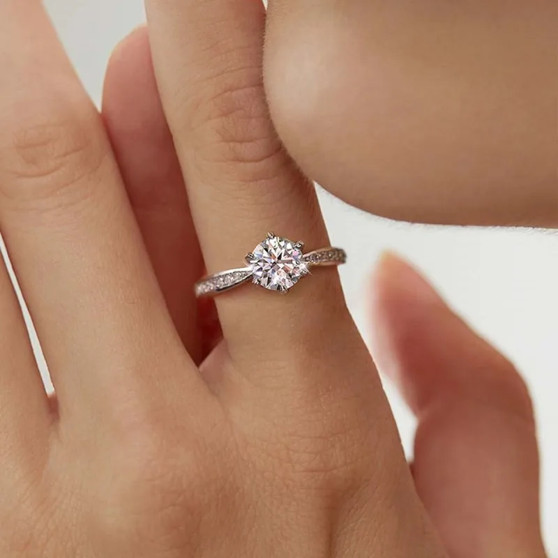 925 Sterling Silver Moissanite Geometric Rings display picture 3