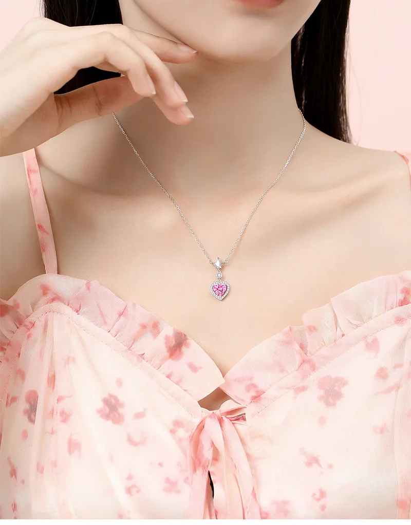 925 Sterling Silver Zircon Cable Chain Polishing Plating Inlay Heart Shape Crown Pendant Necklace display picture 1
