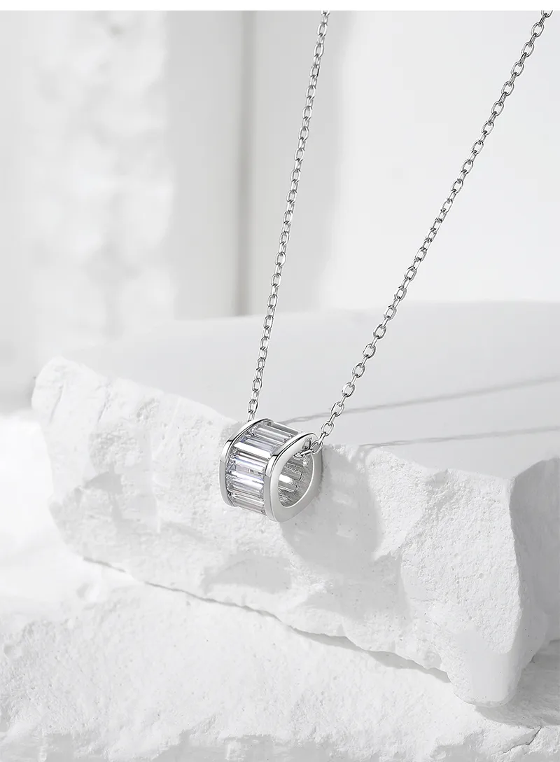 925 Sterling Silver Zircon Cable Chain Polishing Plating Inlay Round Necklace display picture 2